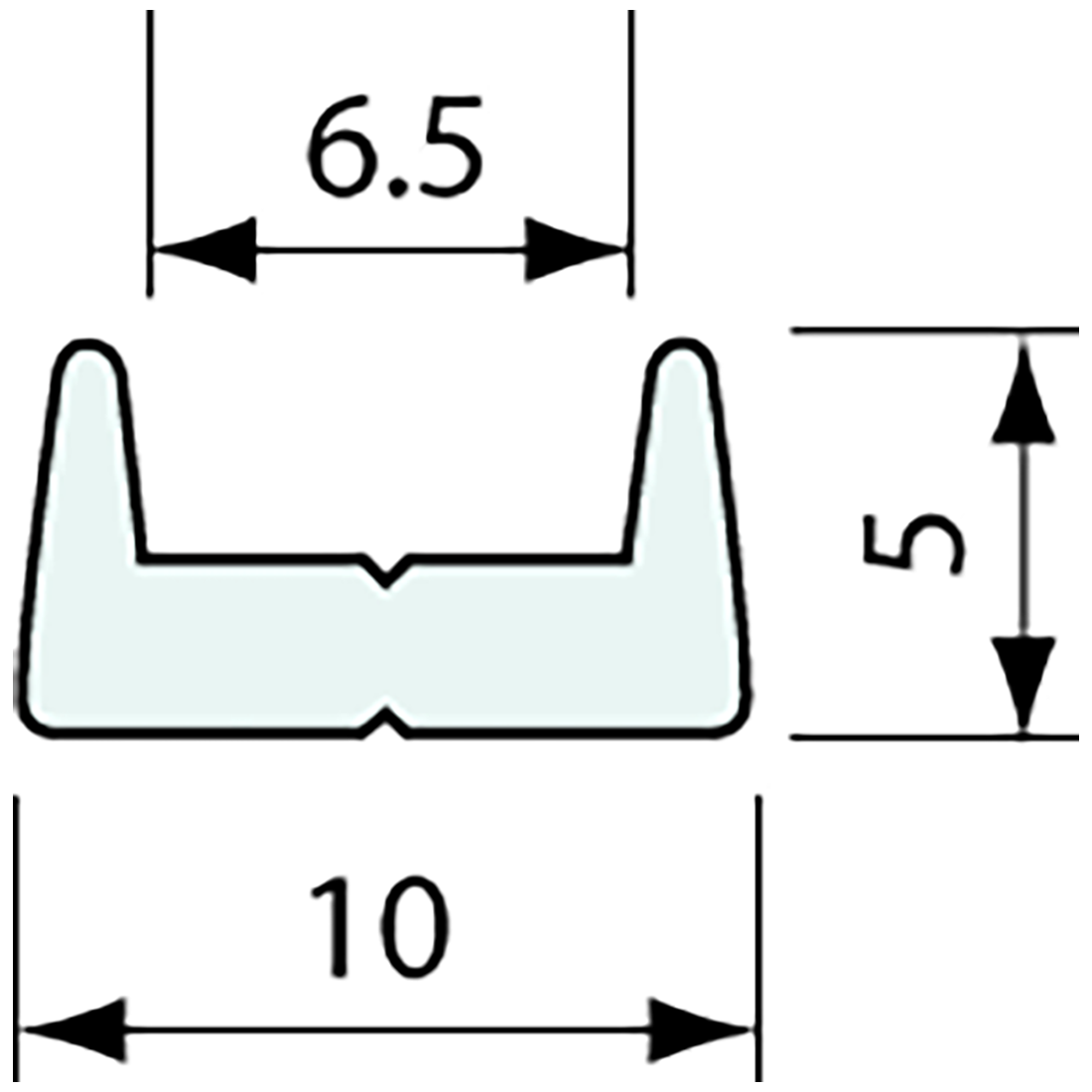 Channel Extrusion Retainer PVC Black 10mm wide 1.5m