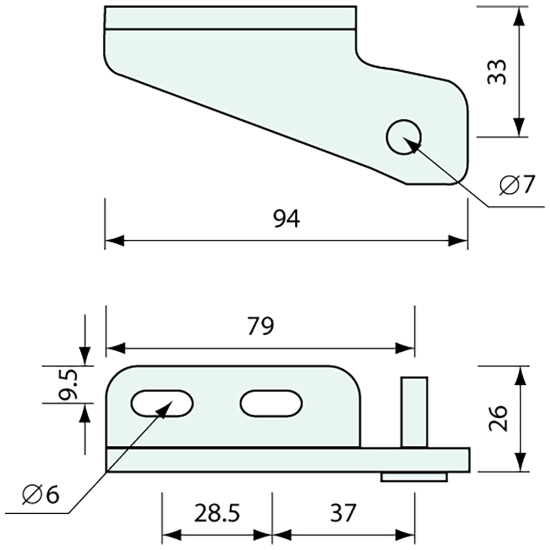 Spring Hinge Brackets Right Hand Base Zinc Plated 94mm