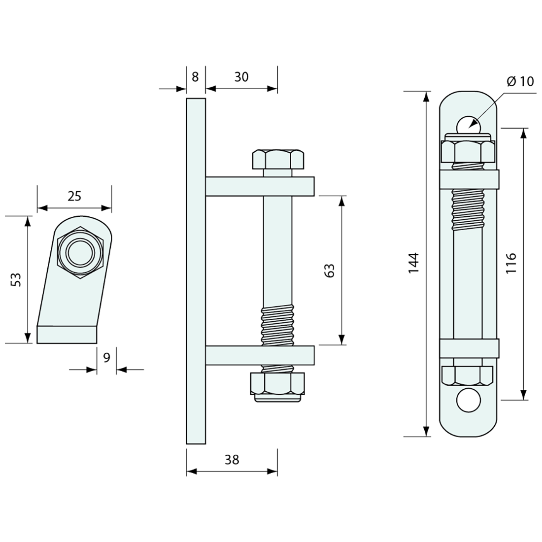 Container Door Hinge Bracket and Bolt Zinc Plated