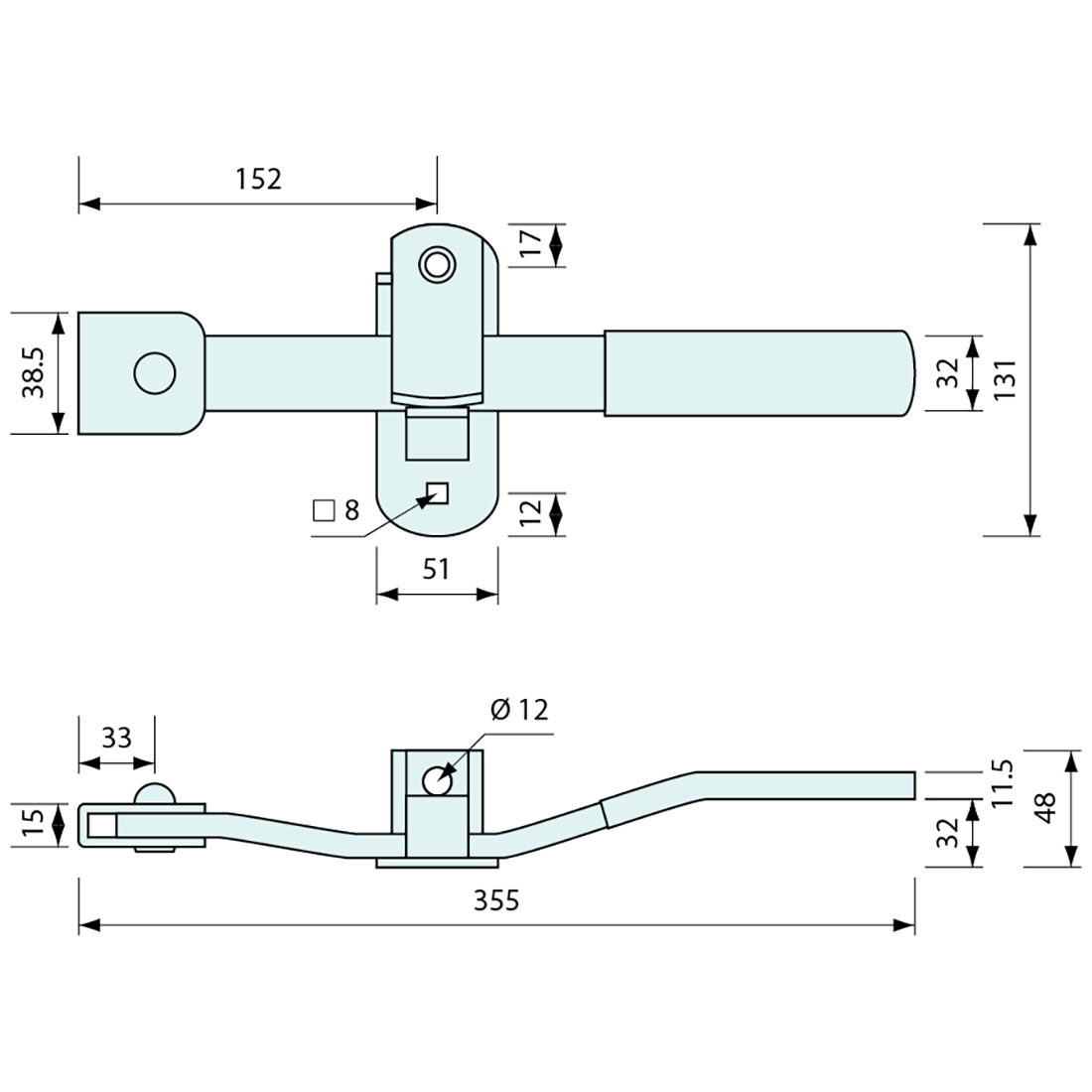 Container Door Latch Handle Assembly Zinc - Refridge
