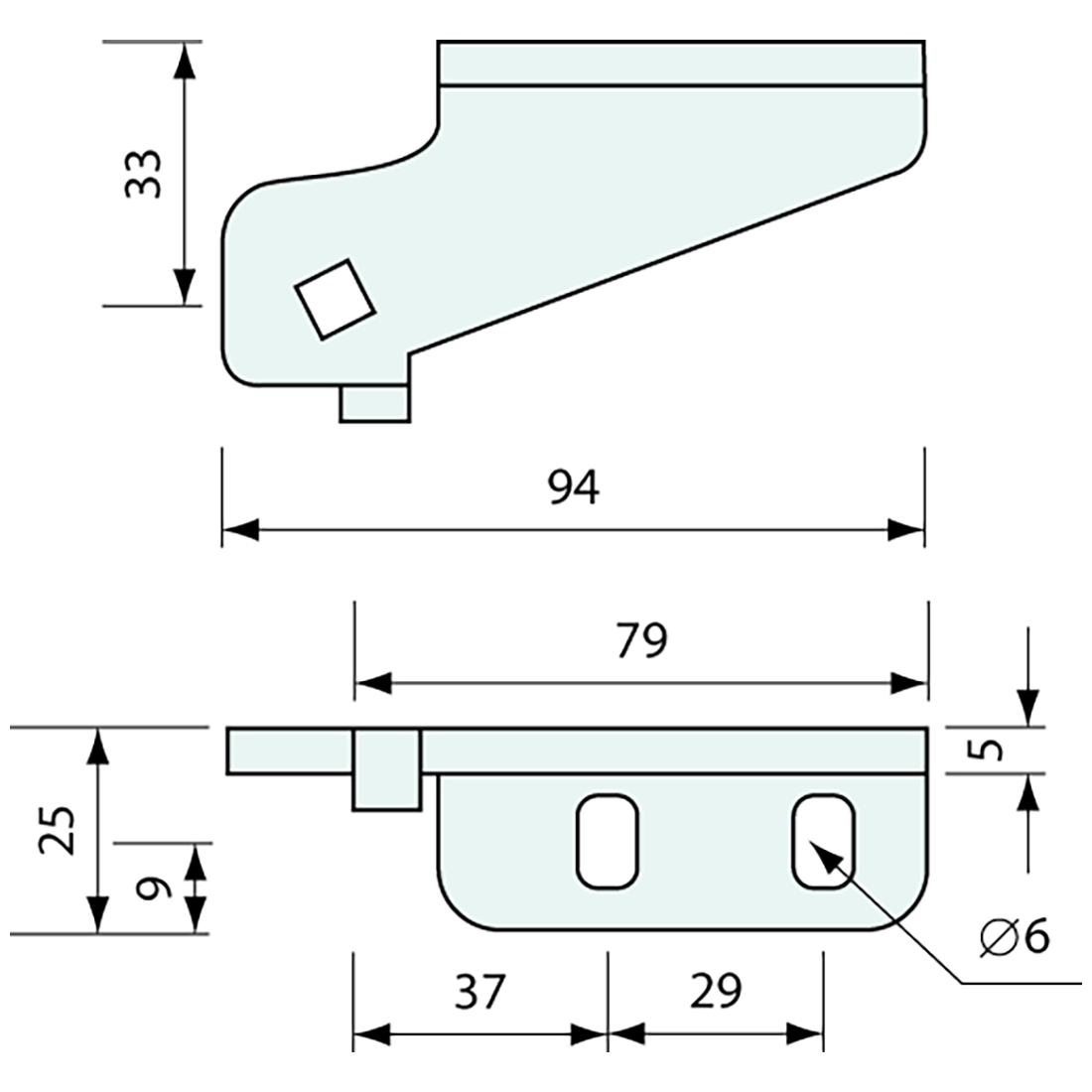 Spring Hinge Brackets Left Hand Top Zinc Plated 94mm