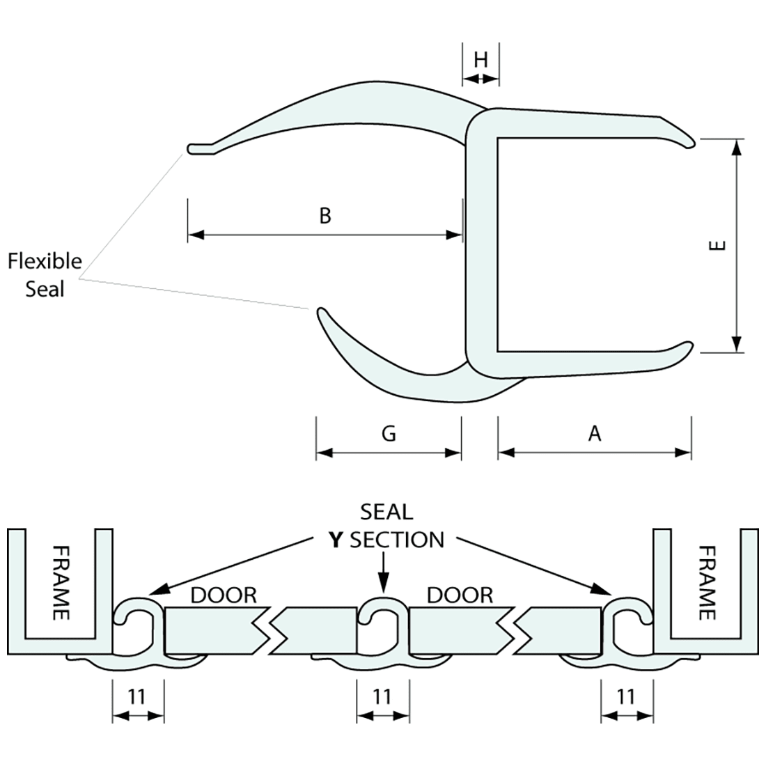 Container Door H Seal Grey 25x15mm 2.5m - Refridge