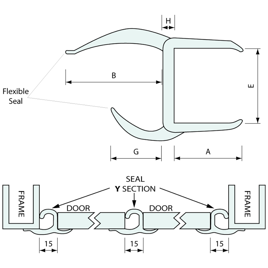 Container Door H Seal Grey 20x18mm 5m