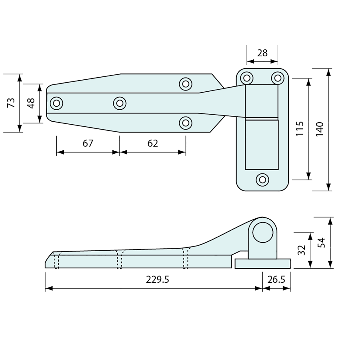 Cam Rise Cooler Hinge Chrome 256mm