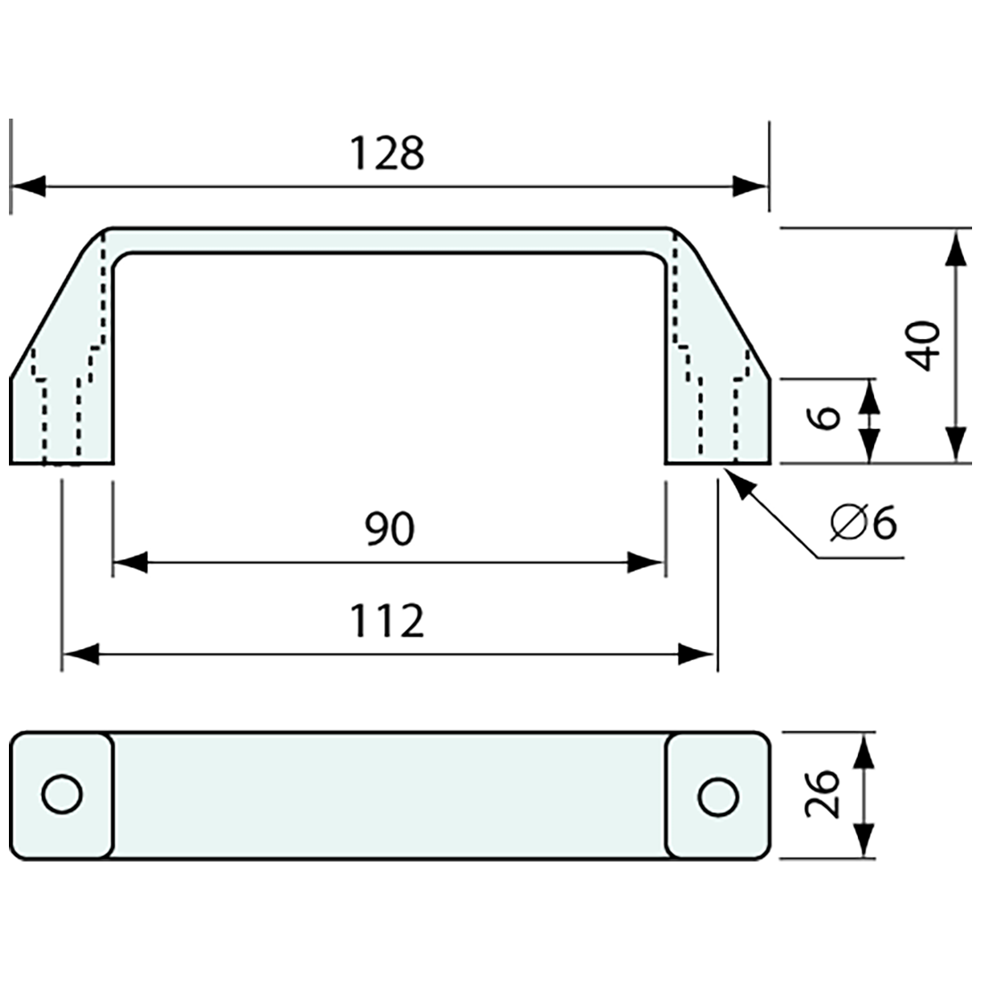 Grab Handle Black 128mm