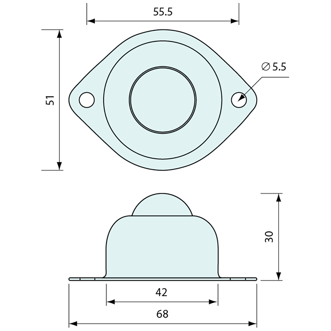 Ball Transfer Castor Zinc Plated 25mm 50kg Load