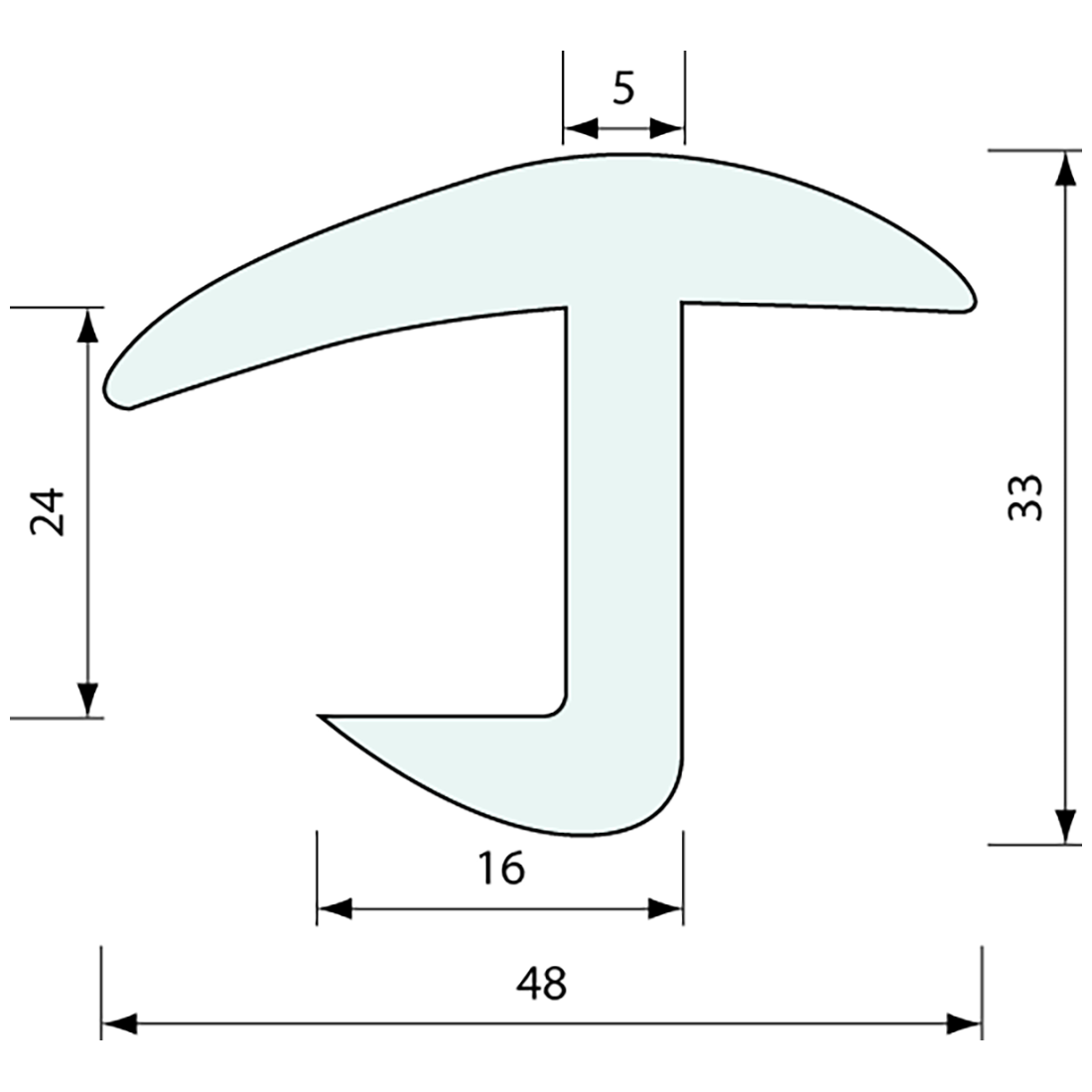 Container Door J Seal Rubber 48x24mm 2.5m