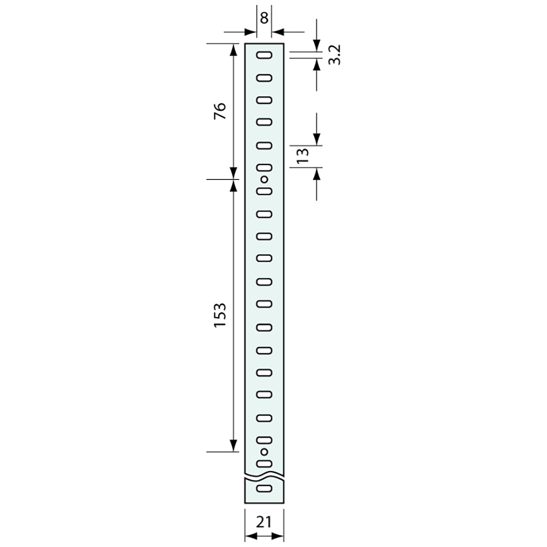 Shelf Strip Stainless Steel 914mm