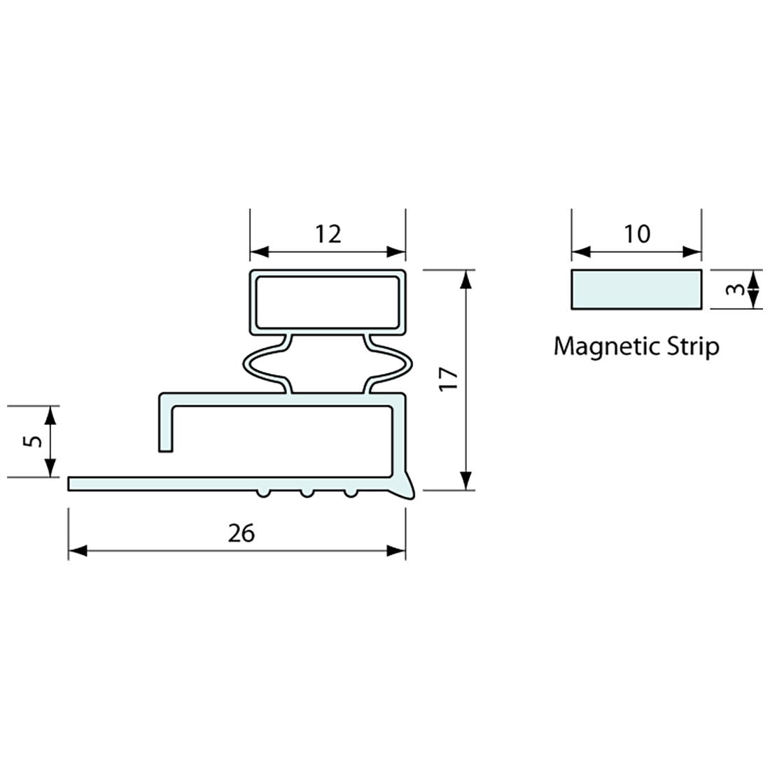Refrigerator Door Gasket Magnetic Black 4m