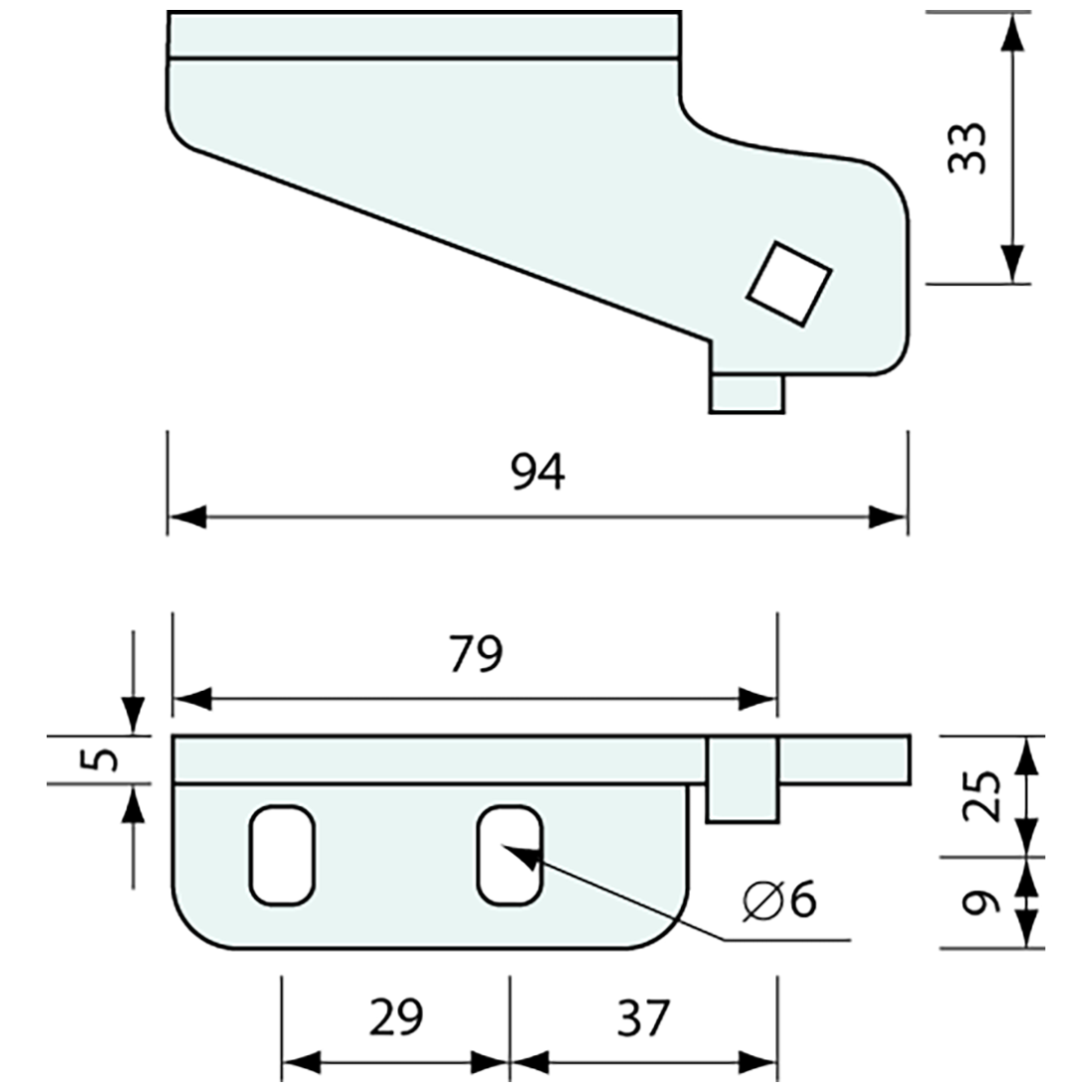 Spring Hinge Brackets Right Hand Top Zinc Plated 94mm