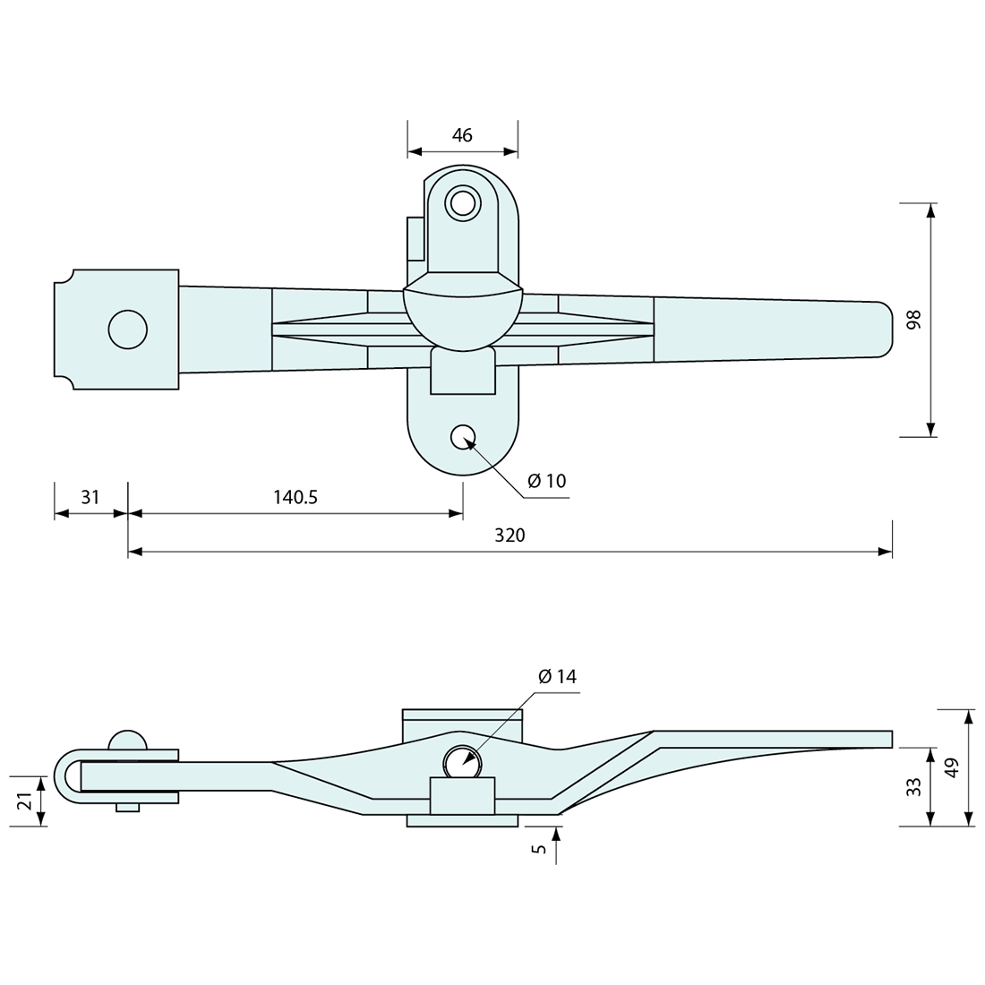 Padlockable Container Door Latch Handle Assembly Zinc