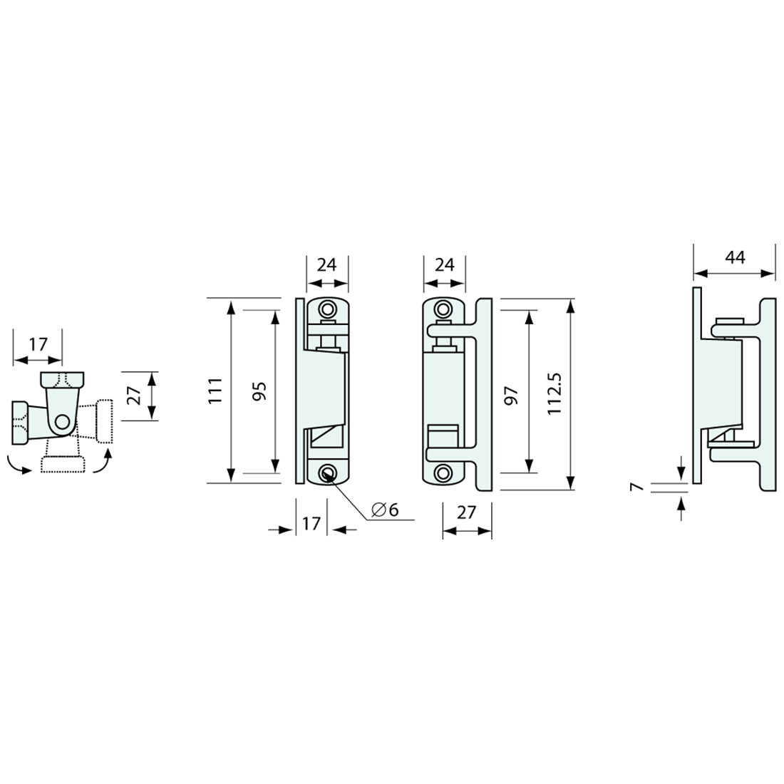 Rising Cam Hinge Right Hand Chrome 114mm