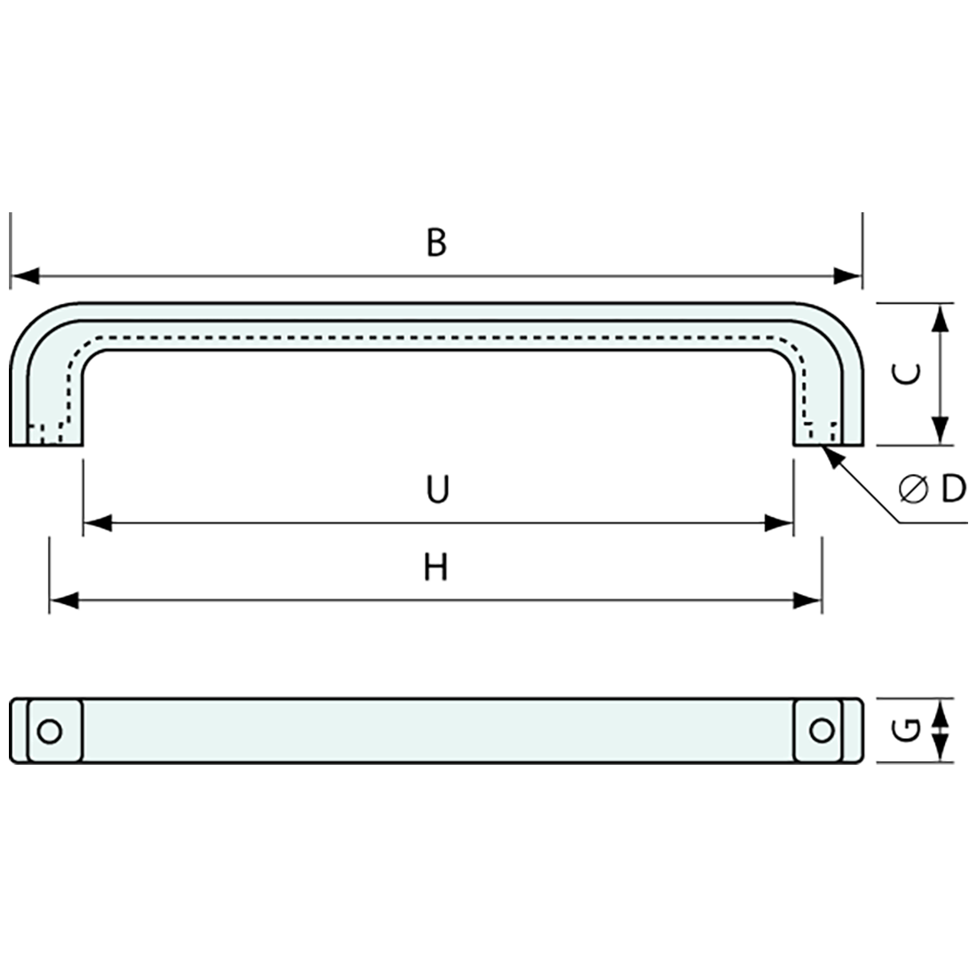 Grab Handle Chrome and Black Trim 250mm