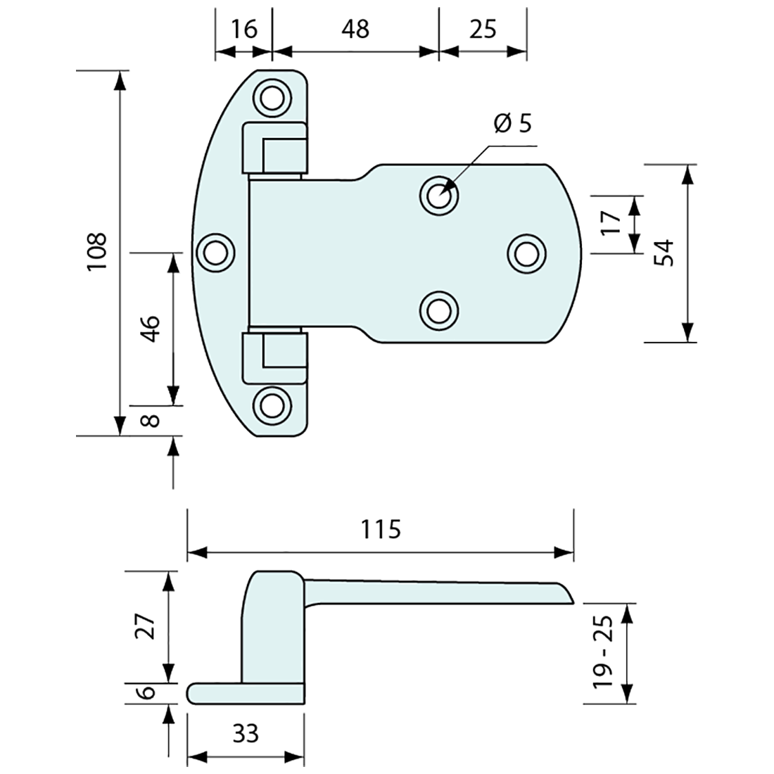 Adjustable Offset Hinge Chrome 100mm