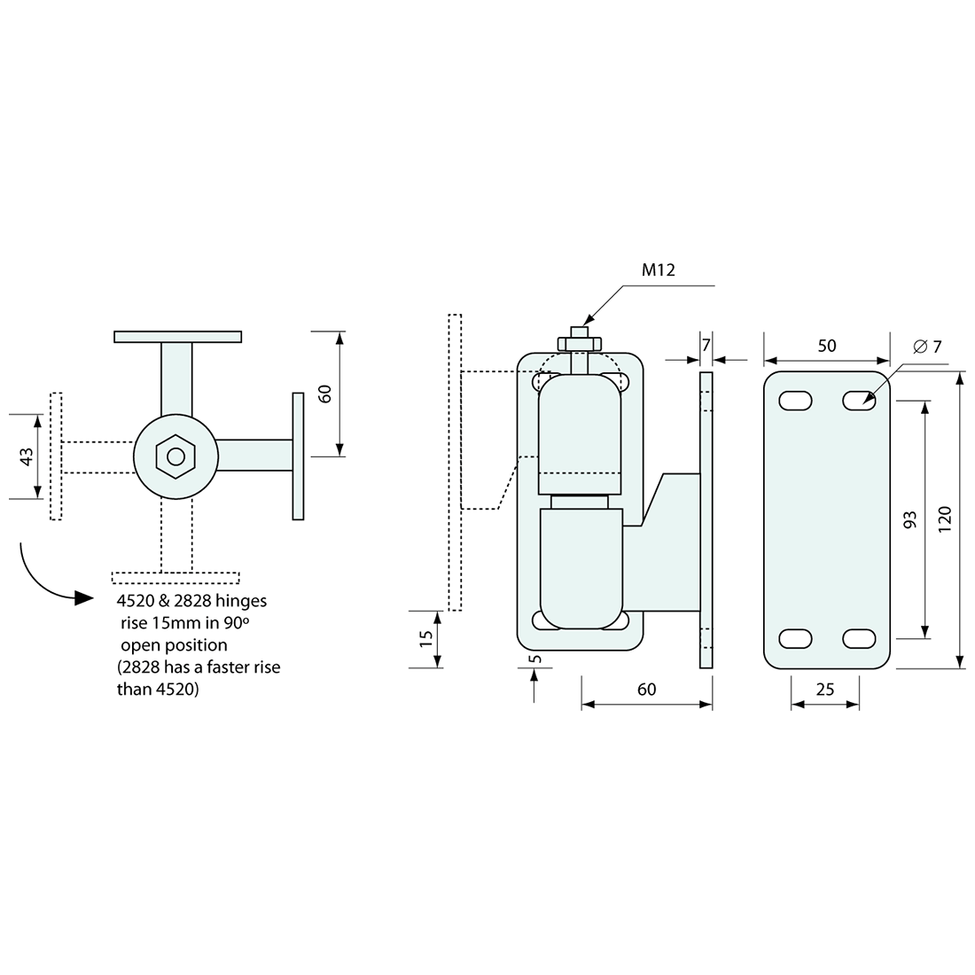 Heavy Duty Non Rising Cam Hinge White 125mm - Refridge