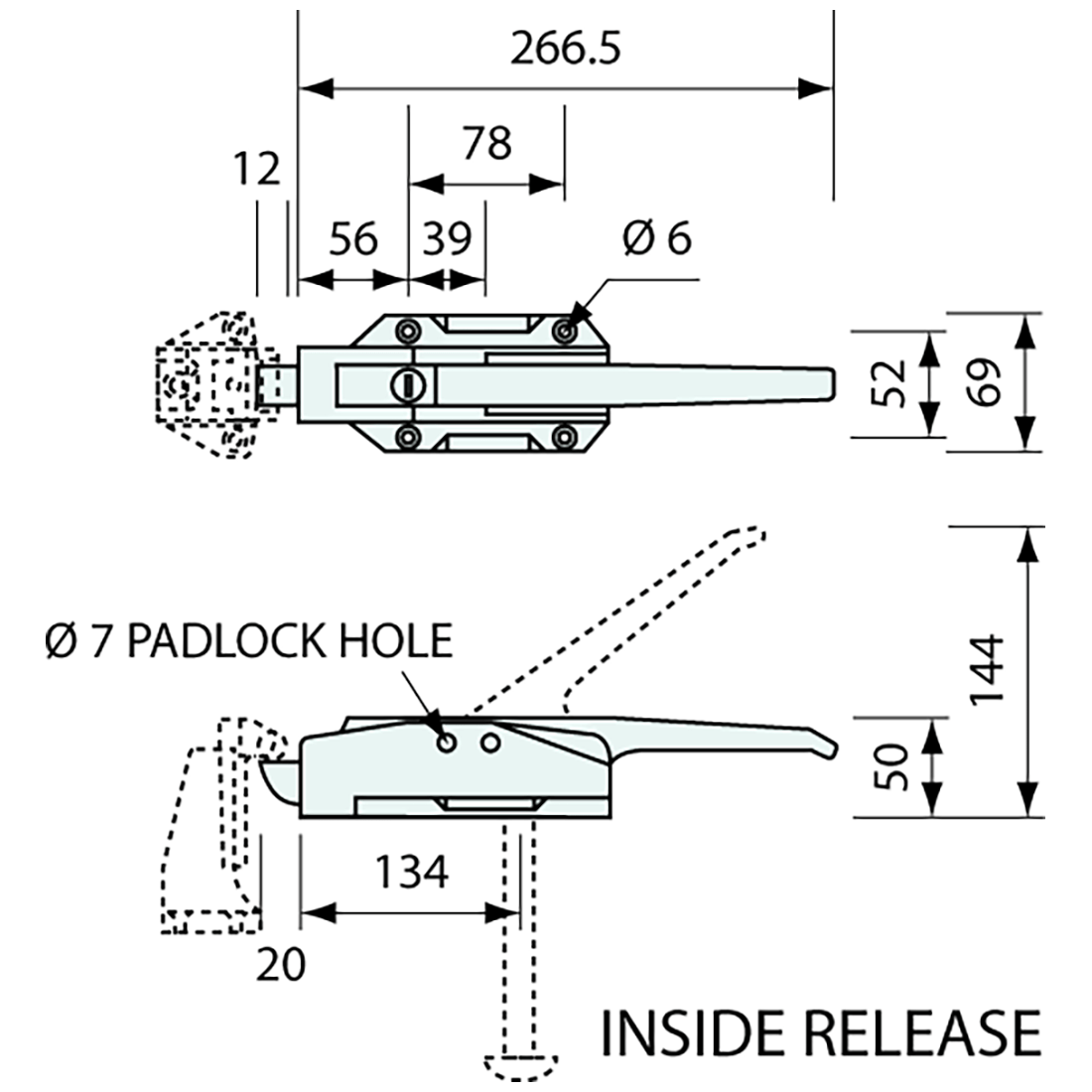 Cooler Latch Key Locking Heavy Duty Chrome 269mm - Refridge