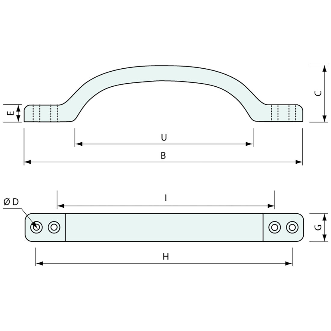 Grab Handle Yellow 142x24mm - Refridge