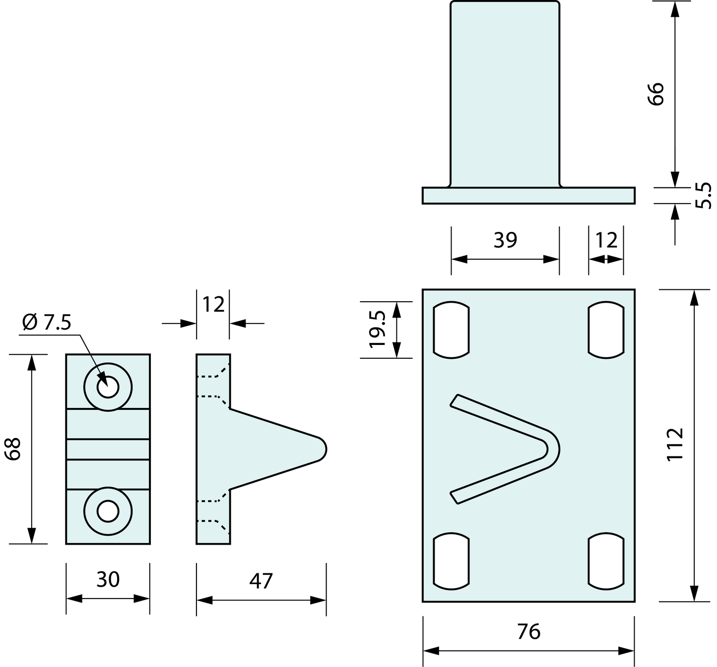 Heavy Duty Alignment Plate & Locator Grey 76mm x 112mm - Refridge