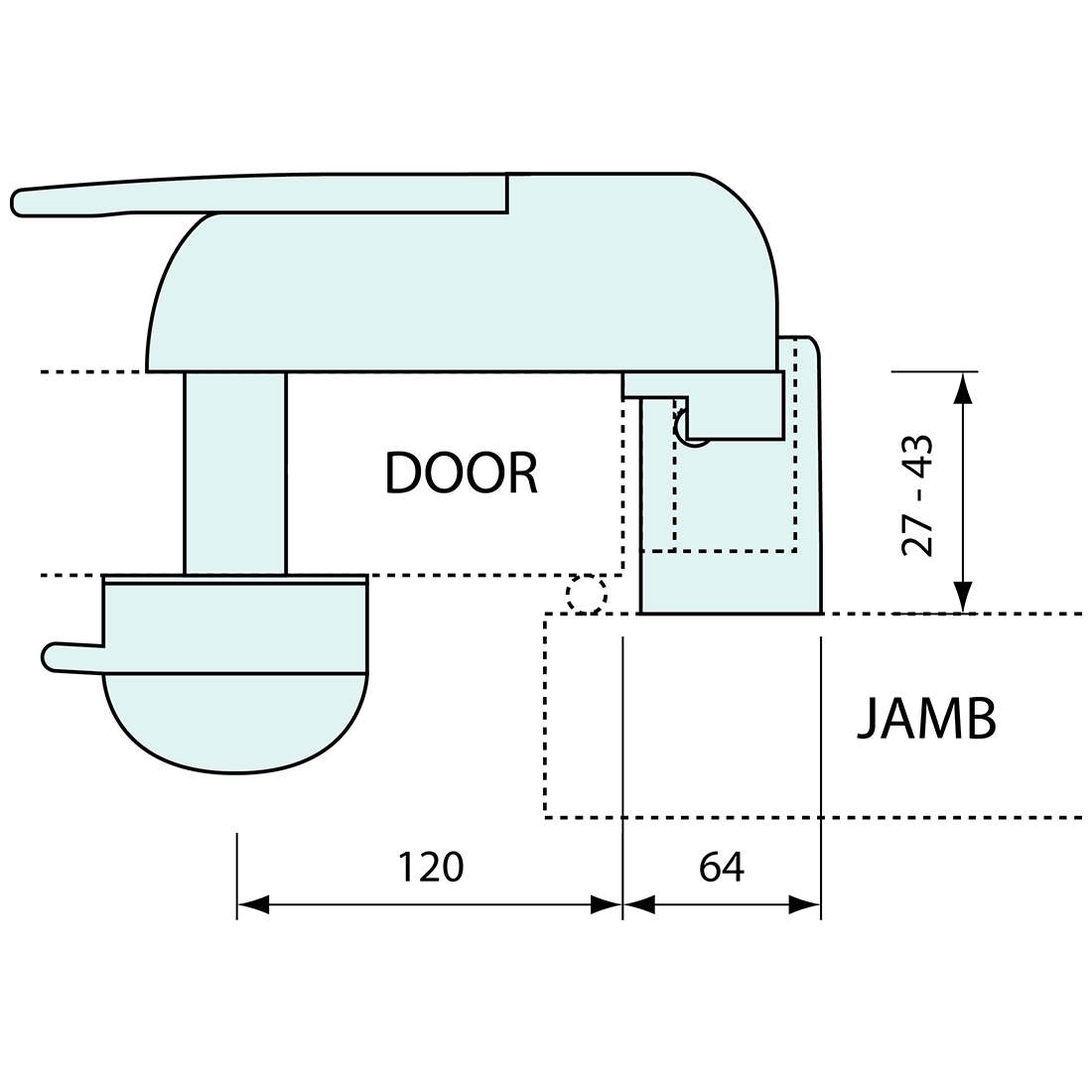 Offset Refrigeration Strike 27mm - 43mm