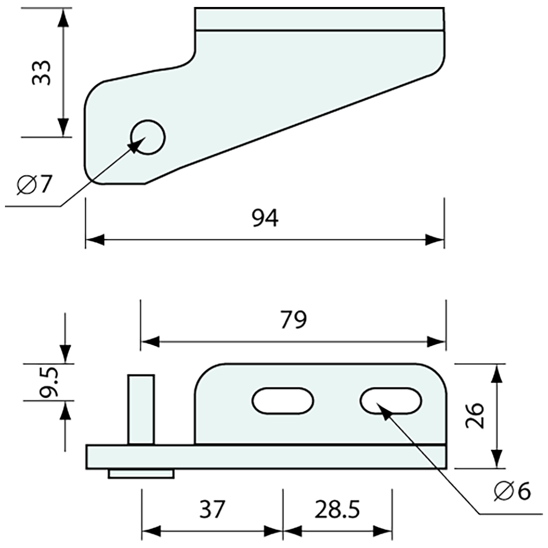 Spring Hinge Brackets Left Hand Base Zinc Plated 94mm