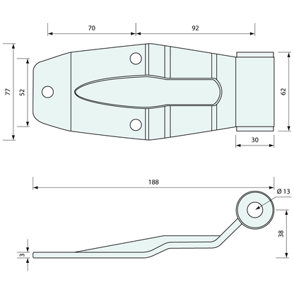 Pressed Hinge Flap Heavy Duty Stainless Steel 175mm