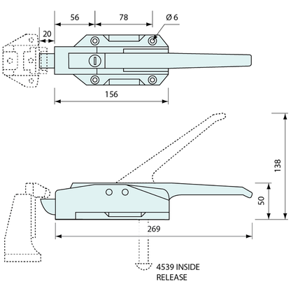 Cooler Latch Light Duty Keylock Chrome 270mm