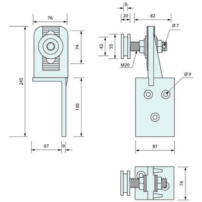 Coolroom Sliding Door Roller Aluminium LH 55mm Wheel - Refridge