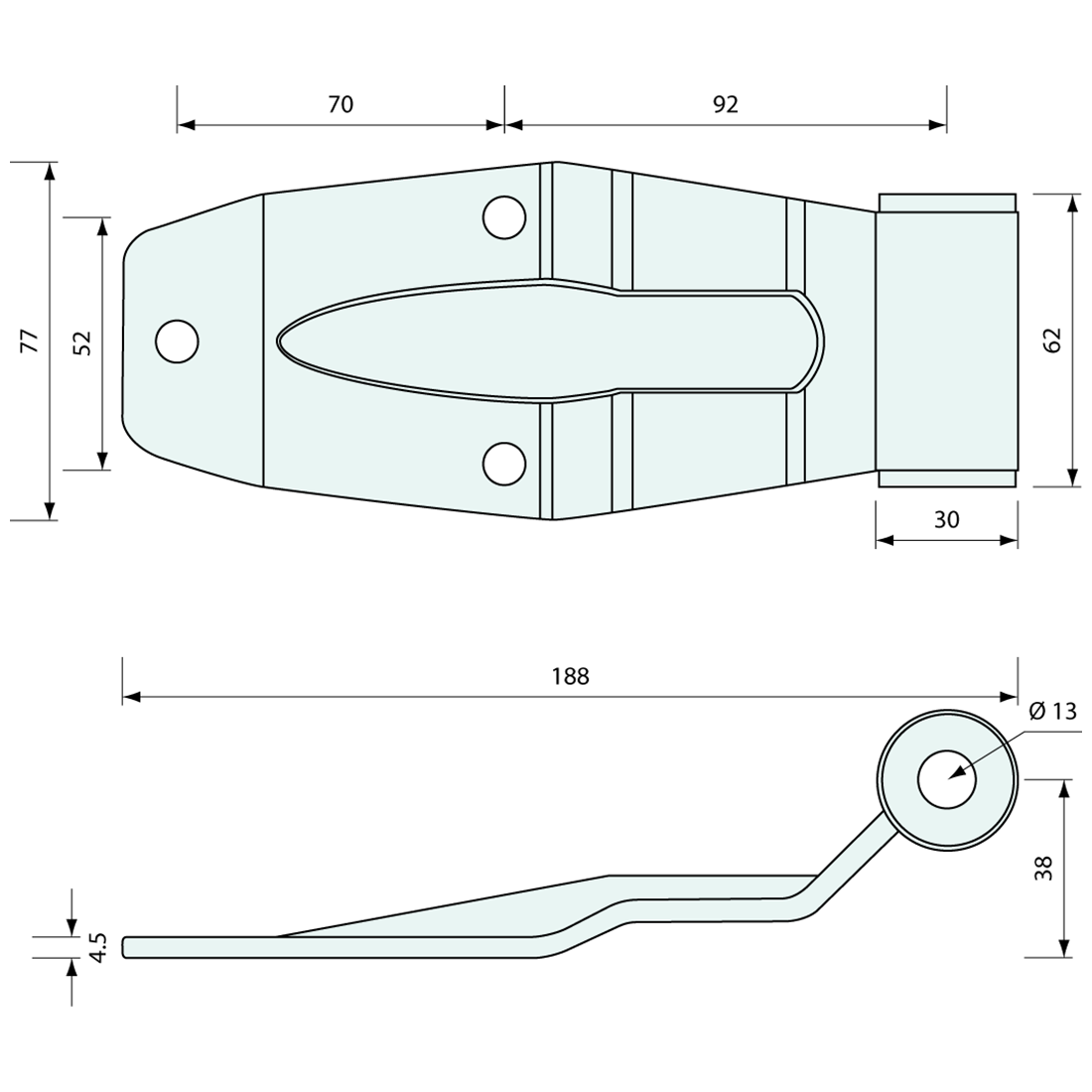 Pressed Hinge Flap Heavy Duty Zinc Plated 175mm