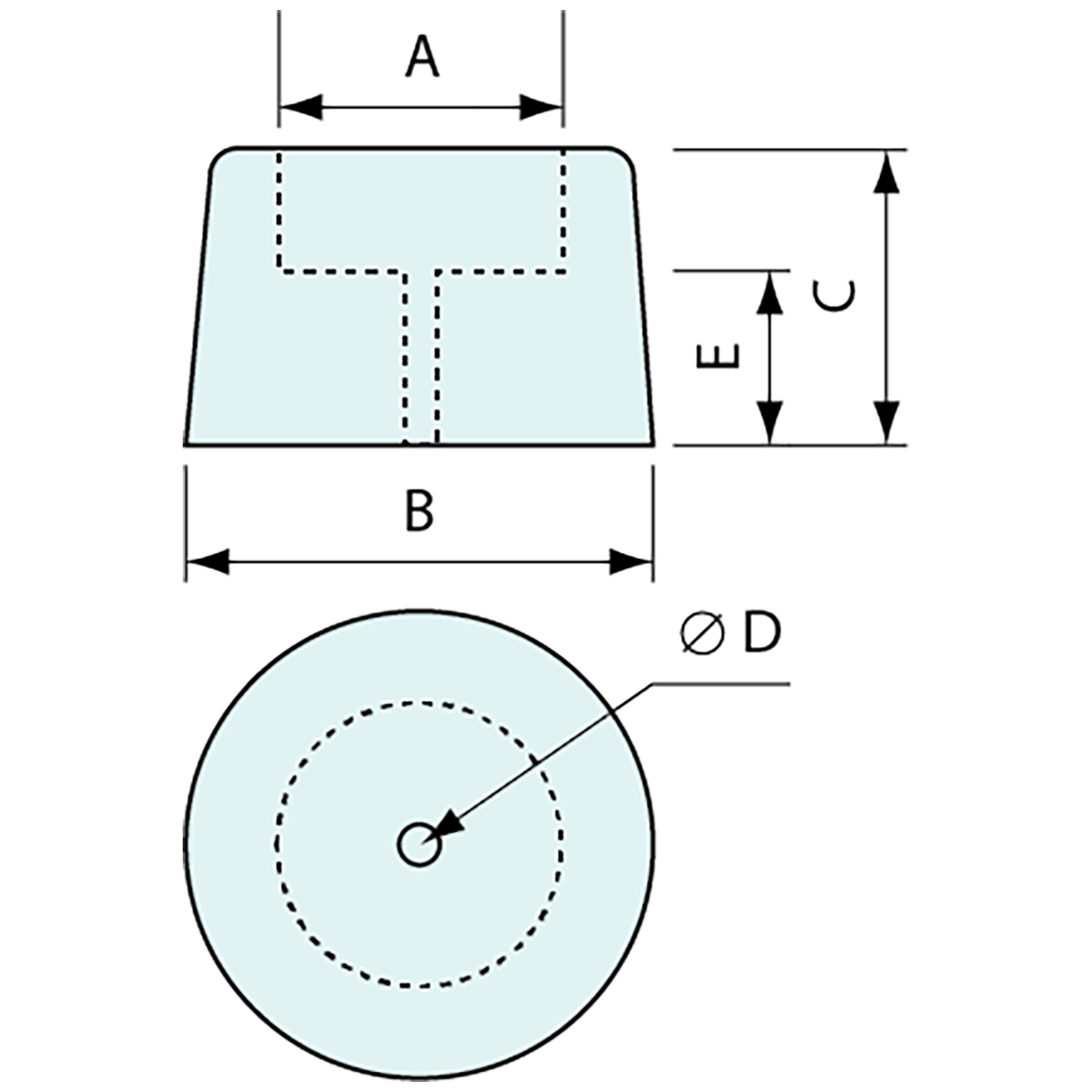 Screw Through Buffer Rubber Grey 25x38mm - Refridge