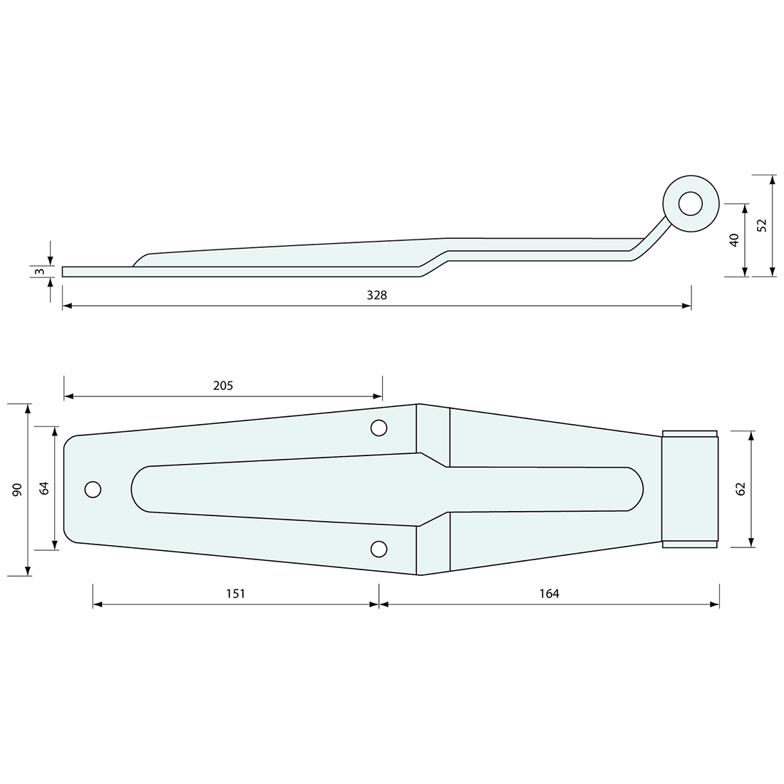 Pressed Hinge Flap Heavy Duty Zinc Plated 330mm - Refridge