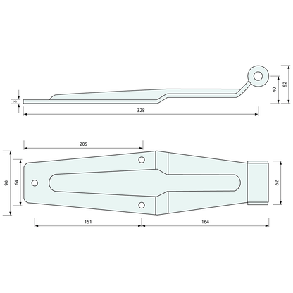 Pressed Hinge Flap Heavy Duty Zinc Plated 330mm - Refridge