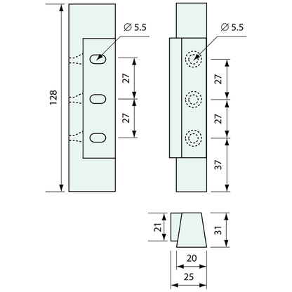 Offset Door Hinge Chrome 28.6mm