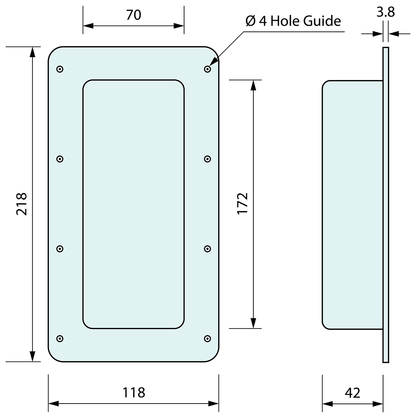 Recessed Black Flush Grab Handle 220mm x 120mm - Refridge