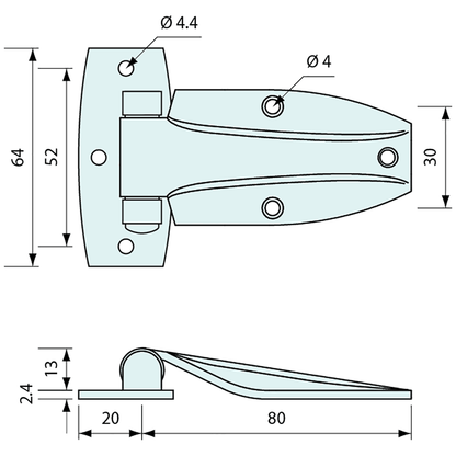 Full Leaf Hinge Stainless Steel 80mm - Refridge