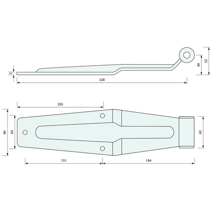 Pressed Hinge Flap Heavy Duty Stainless Steel 330mm