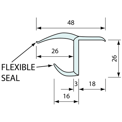 Container Door J Seal Black 19x27mm 2.5m