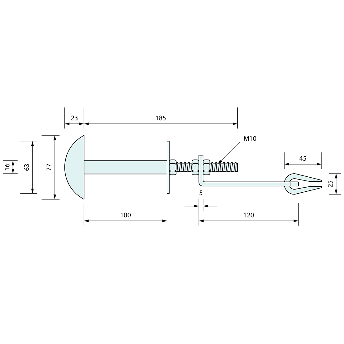 Insulation Panel Roof Suspension Assembly 100mm M10 X 200mm - Refridge