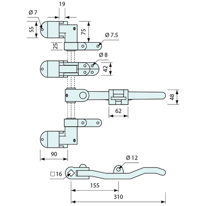 Container Door Latch Kit 3 Point Zinc