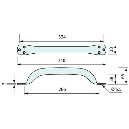 Grab Rail Stainless Steel 300mm - Refridge