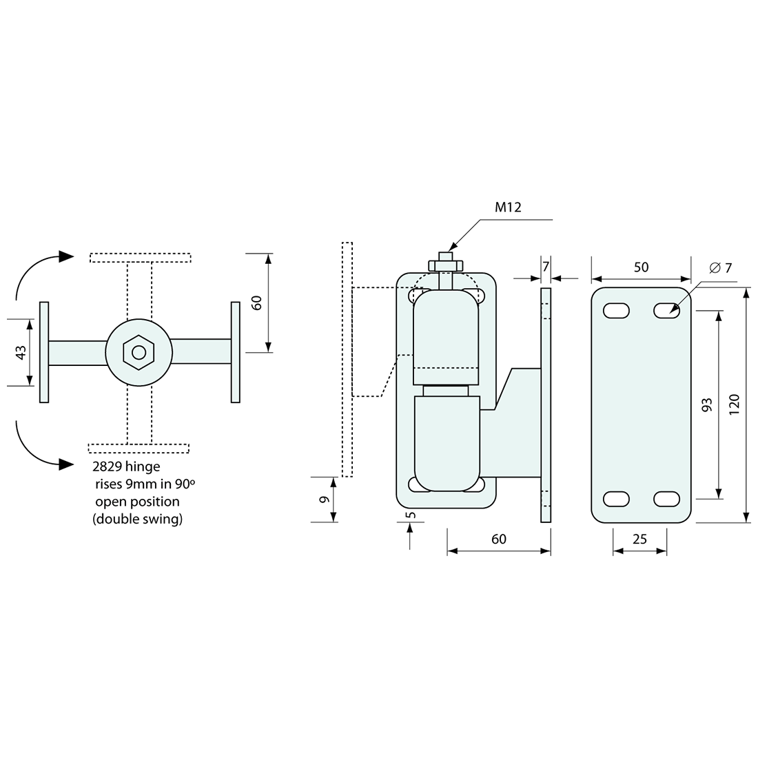 Heavy Duty Cam Rise Hinge White 15mm - Refridge
