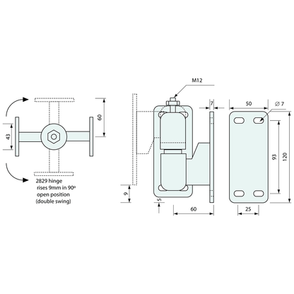 Heavy Duty Cam Rise Hinge White 15mm - Refridge