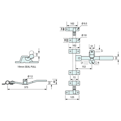 Container Door Latch Kit Zinc 19mm - Refridge