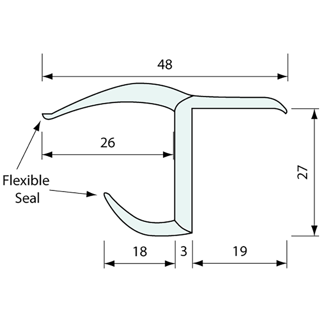 Container Door J Seal 27x19mm 2.5m