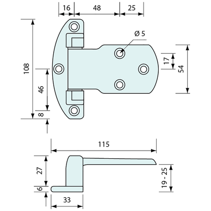 Adjustable Offset Hinge Chrome 100mm
