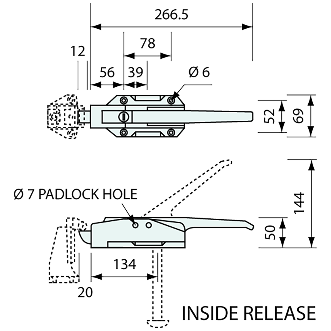 Cooler Latch Key Locking Heavy Duty Chrome 269mm