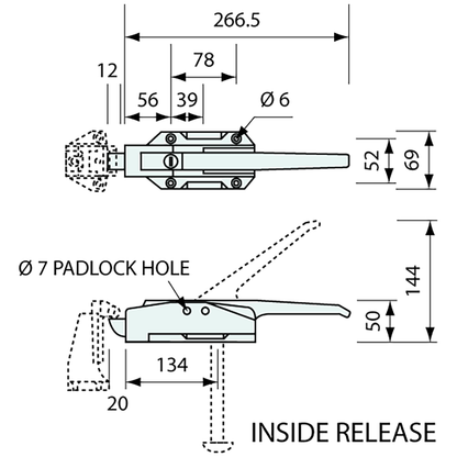 Cooler Latch Key Locking Heavy Duty Chrome 269mm