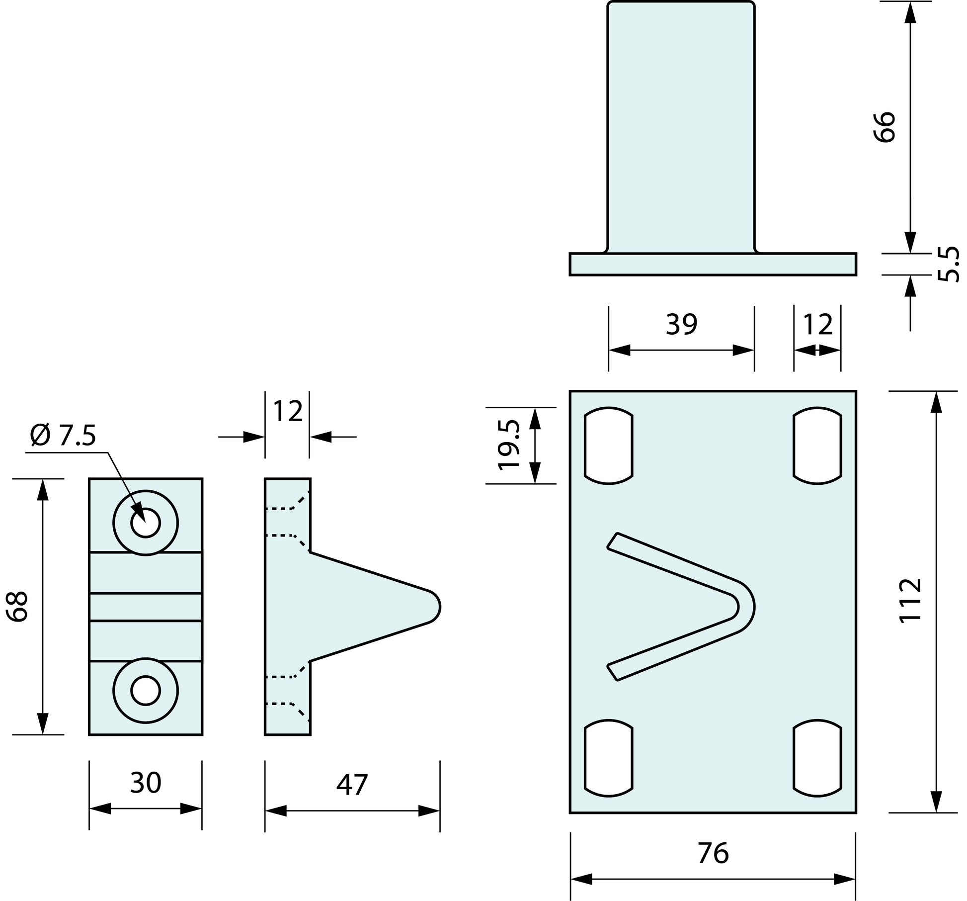 Heavy Duty Alignment Plate & Locator Grey 76mm x 112mm - Refridge