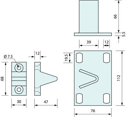 Heavy Duty Alignment Plate & Locator Grey 76mm x 112mm - Refridge